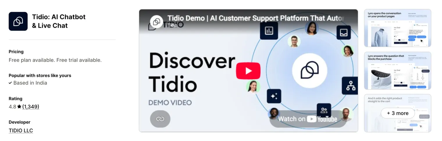 Tidio: AI Chatbot & Live Chat on the Shopify App Store