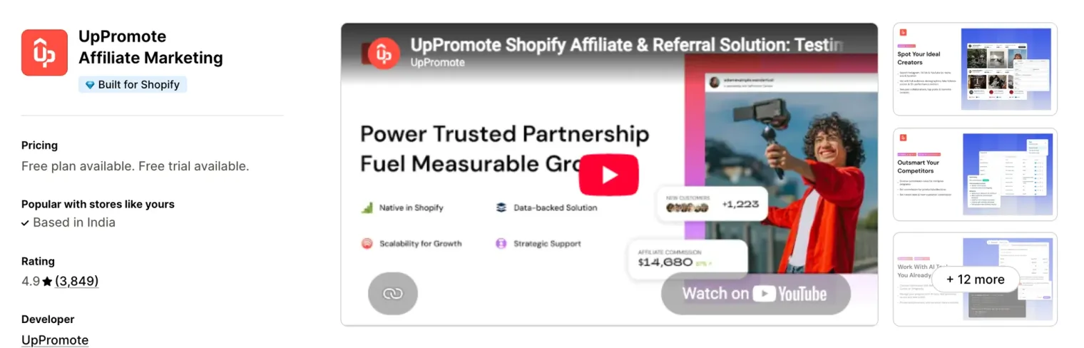 UpPromote Affiliate Marketing on the Shopify App Store