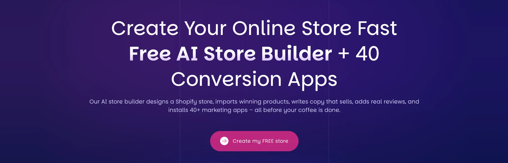 CreateMyStore.ai AI store builder homepage