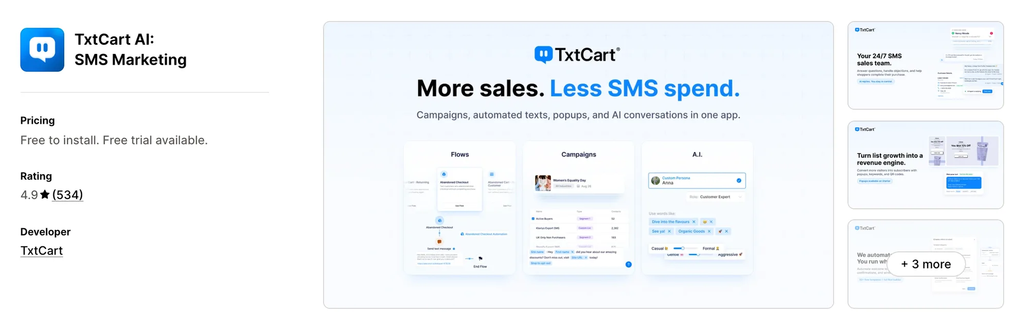 TxtCart AI: SMS Marketing on the Shopify App Store