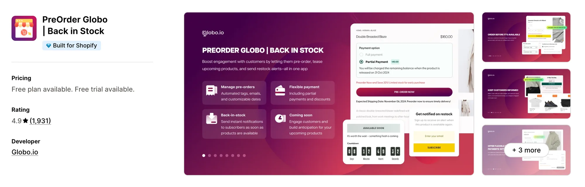 PreOrder Globo | Back in Stock on the Shopify App Store