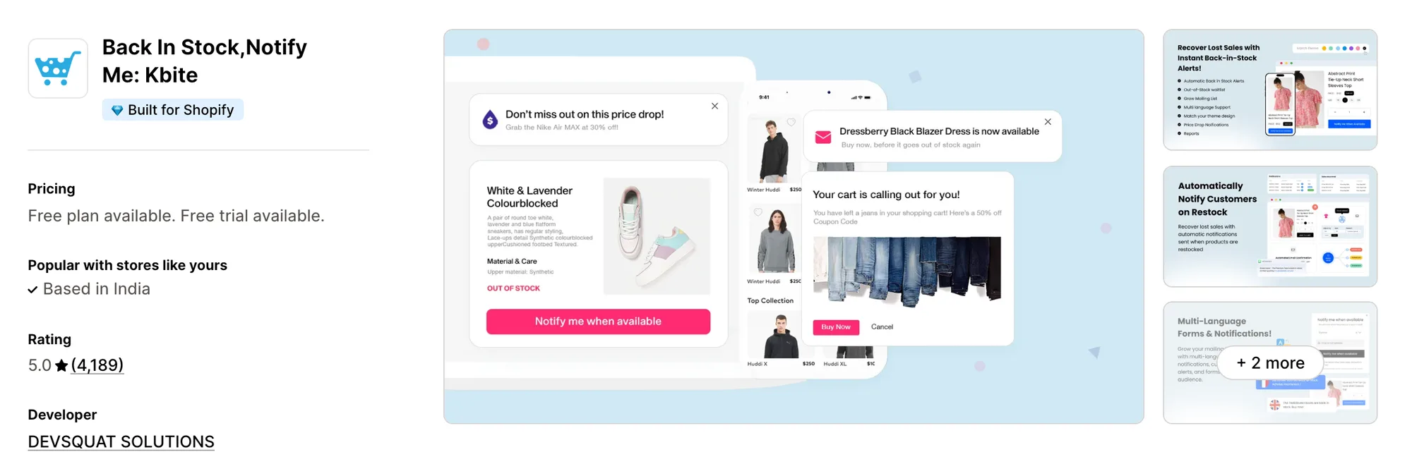 Back In Stock,Notify Me: Kbite on the Shopify App Store