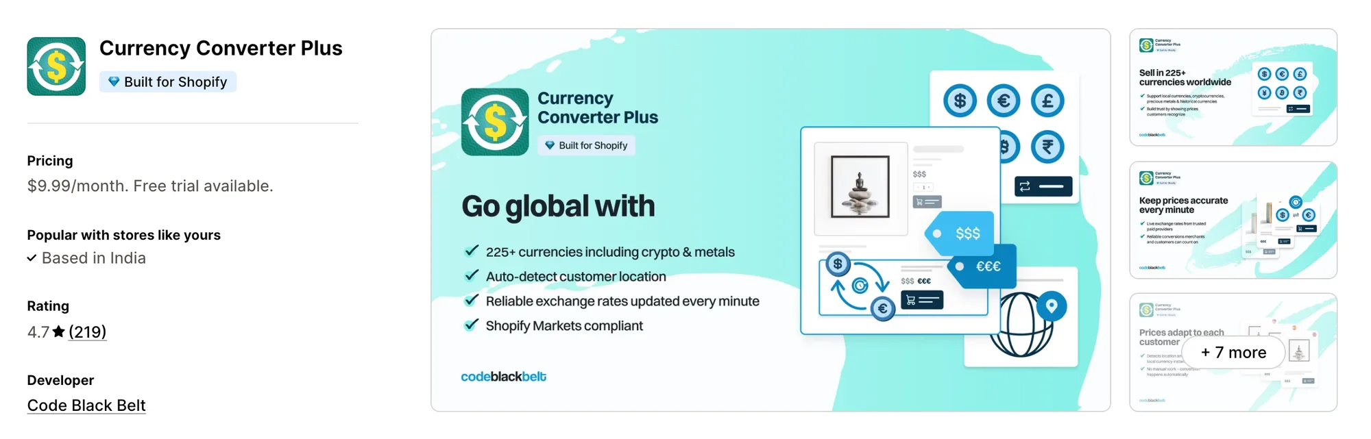 Currency Converter Plus on the Shopify App Store