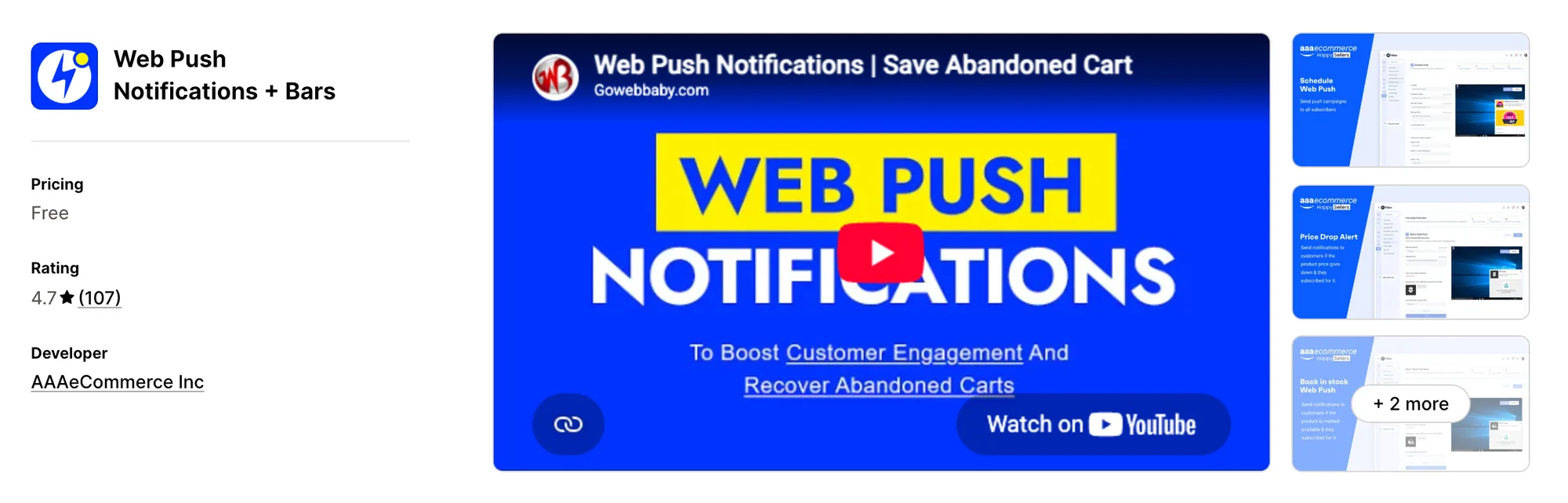 Web Push Notifications + Bars on the Shopify App Store
