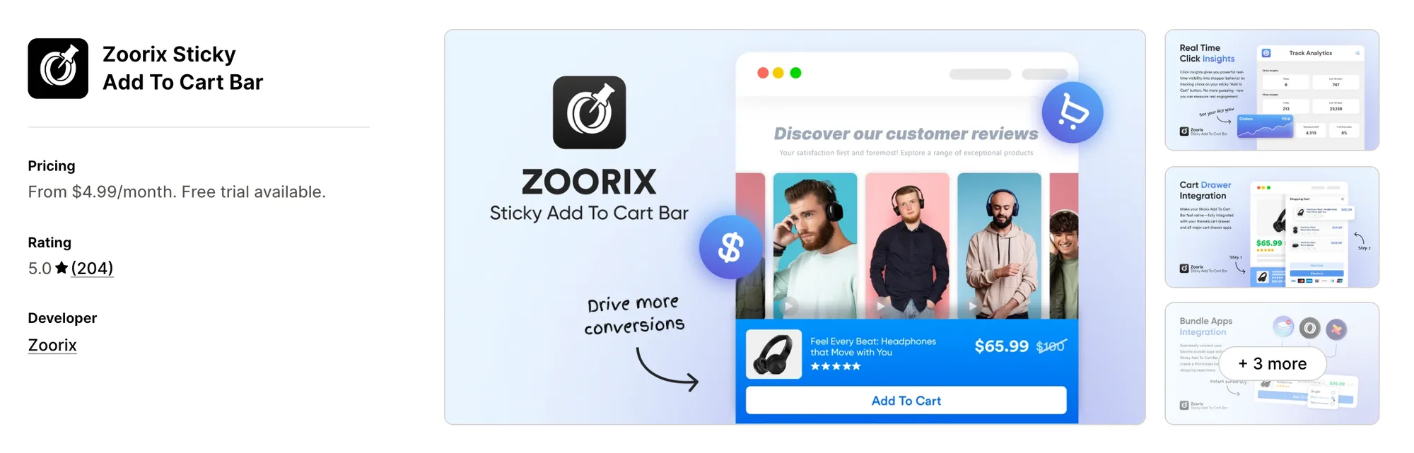Zoorix Sticky Add To Cart Bar on the Shopify App Store