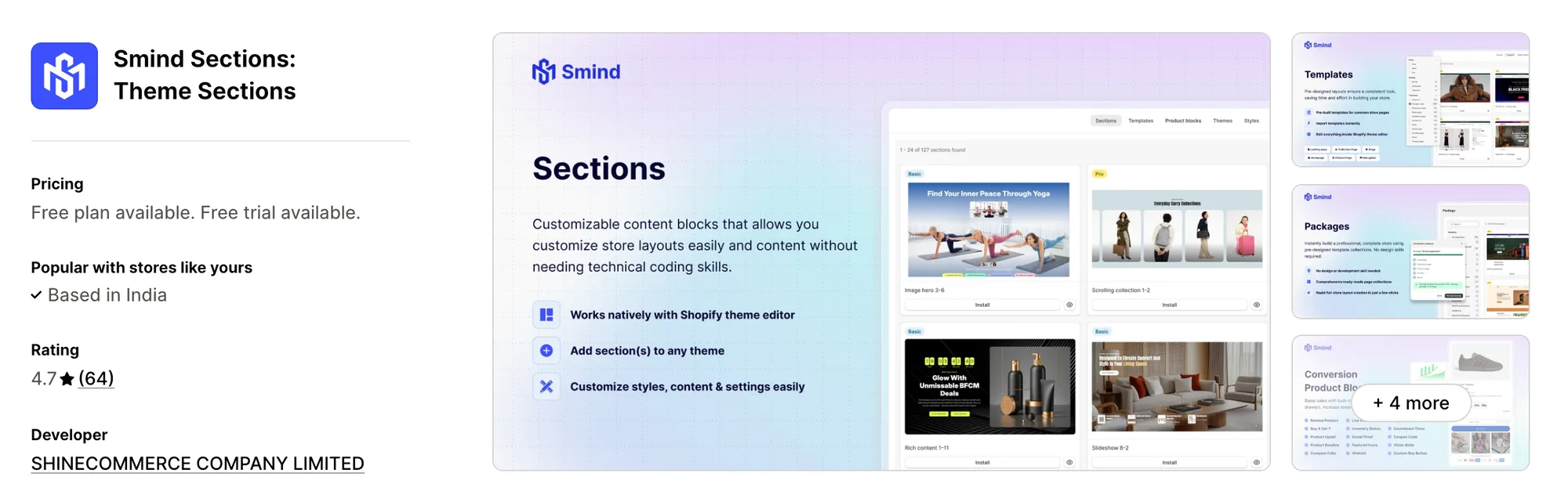 Smind Sections: Theme Sections on the Shopify App Store