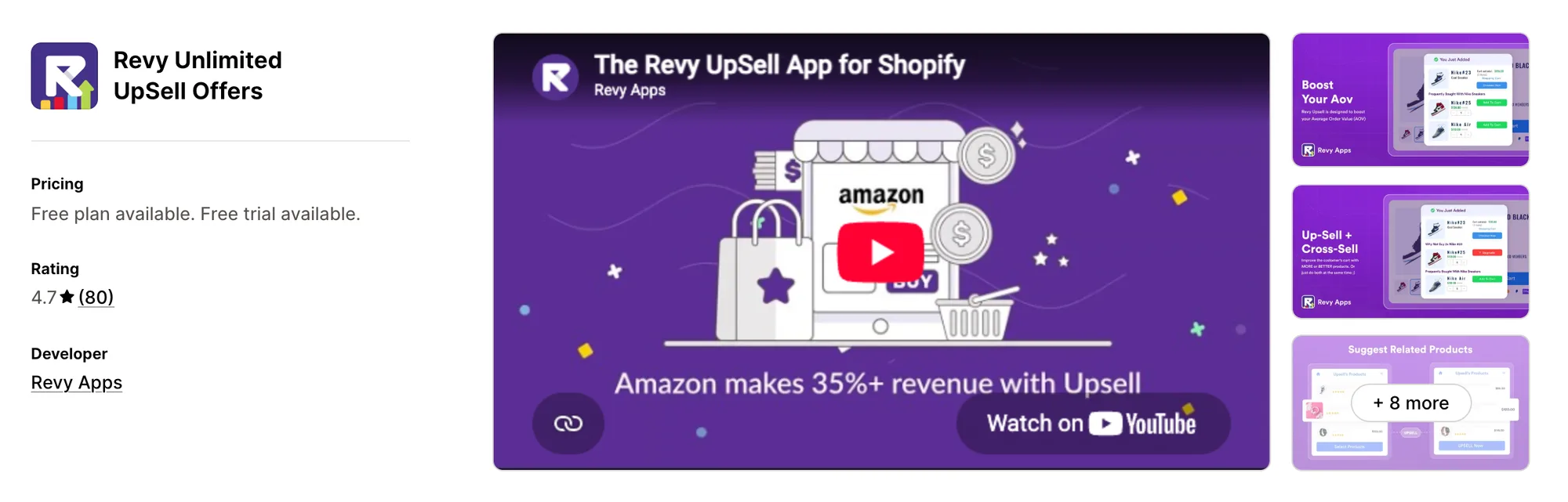 Revy Unlimited UpSell Offers on the Shopify App Store