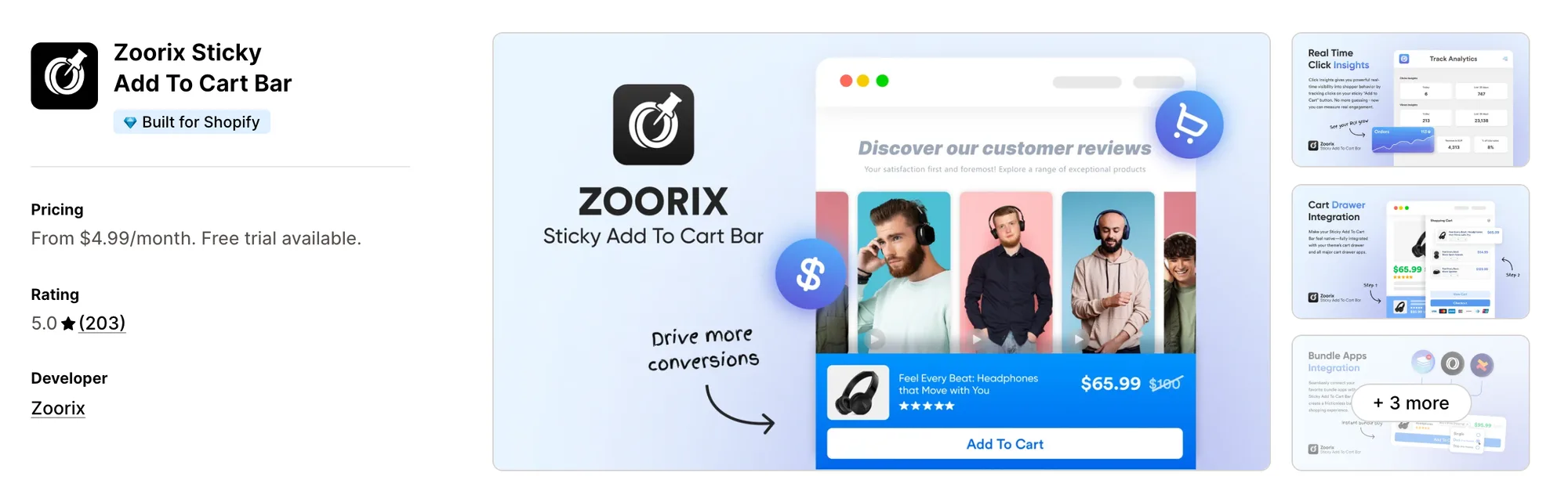 Zoorix Sticky Add To Cart Bar on the Shopify App Store