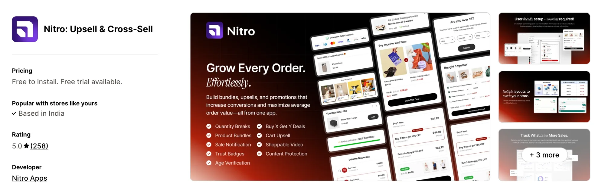 Nitro: Upsell & Cross-Sell on the Shopify App Store