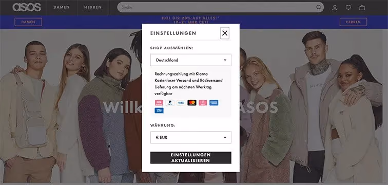 eCommerce user experience best practices - geolocation example