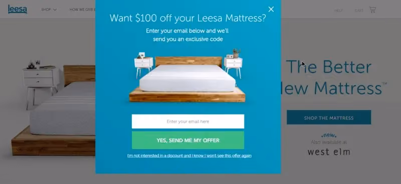 eCommerce user experience best practices - good popup
