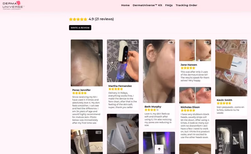 eCommerce user experience best practices - reviews example