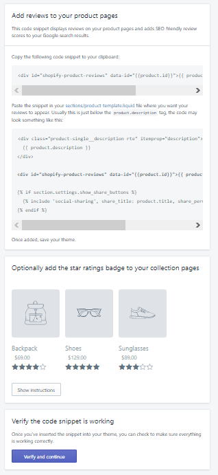 Shopify Product Reviews - User Interface