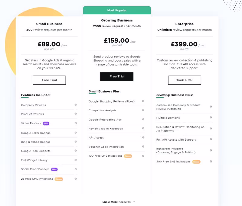 Reviews.io pricing