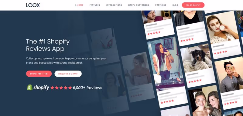 Homepage of Loox Shopify Reviews App