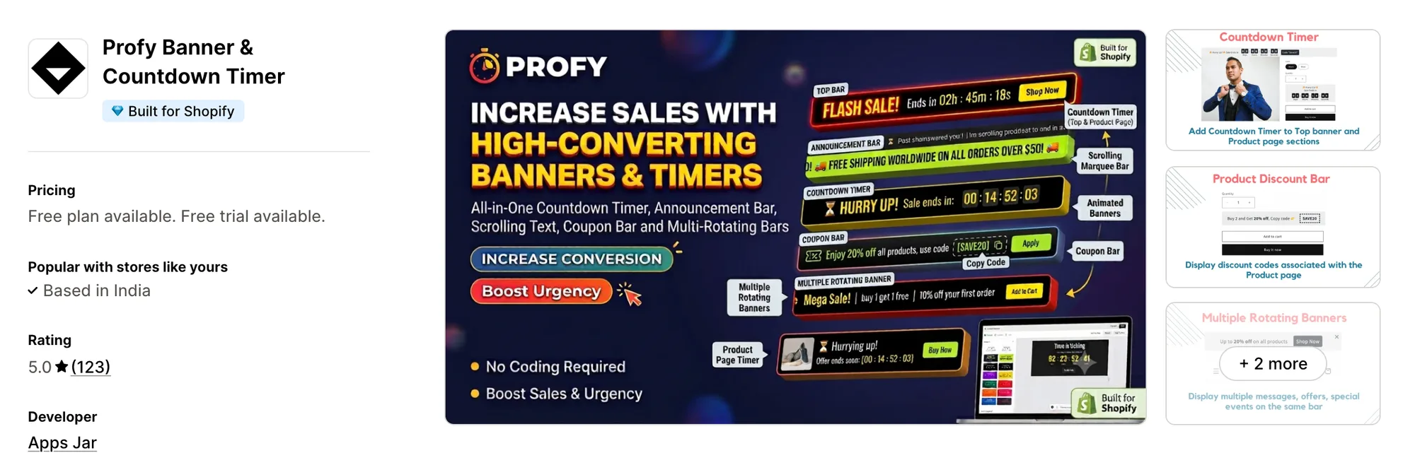 Profy Banner & Countdown Timer on the Shopify App Store