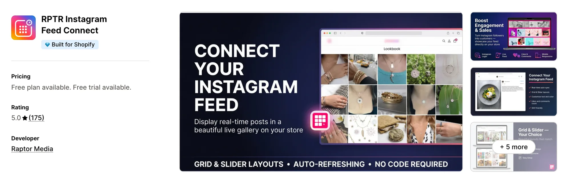 RPTR Instagram Feed Connect on the Shopify App Store