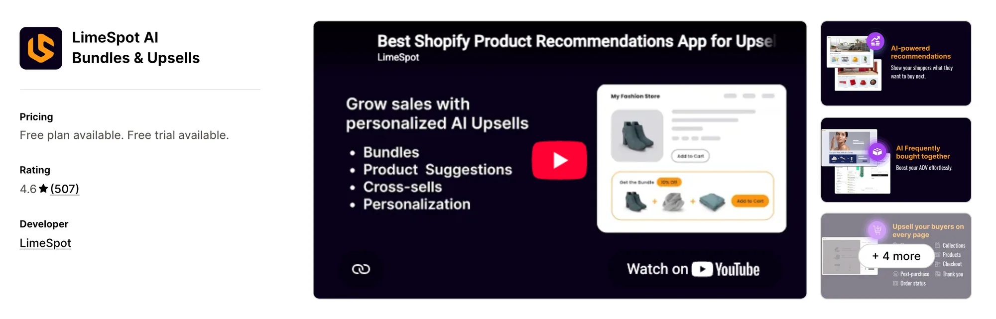 LimeSpot AI Bundles & Upsells on the Shopify App Store