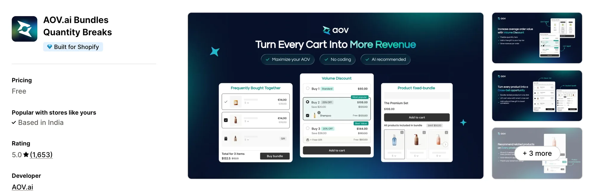 AOV.ai Bundles Quantity Breaks on the Shopify App Store