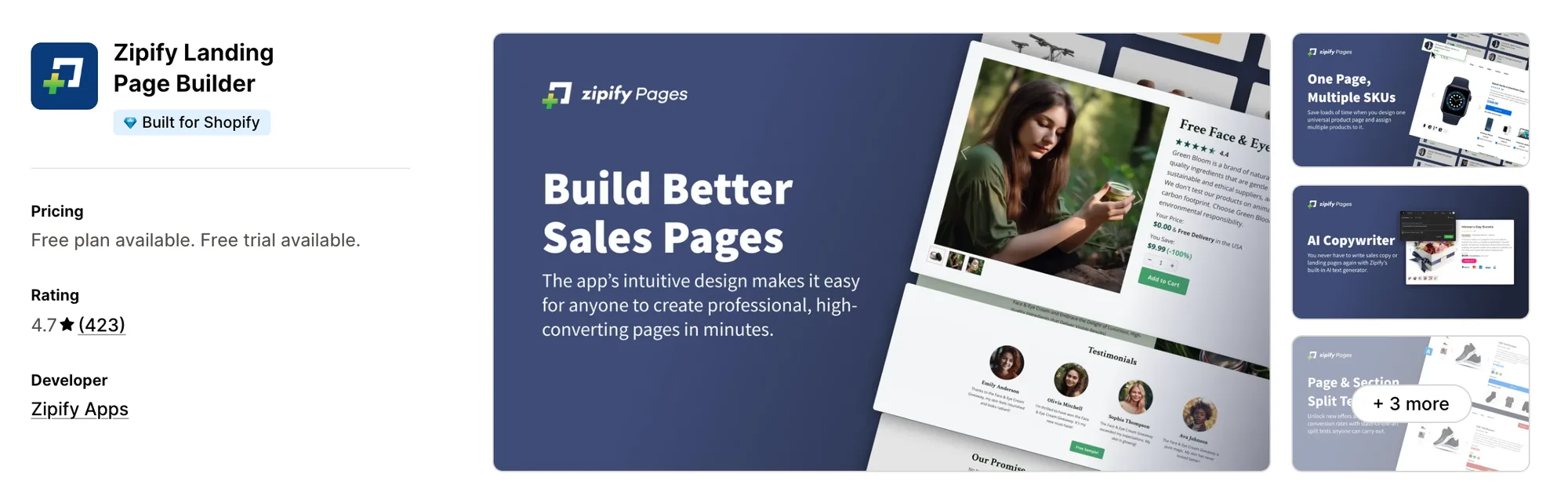 Zipify Landing Page Builder on the Shopify App Store