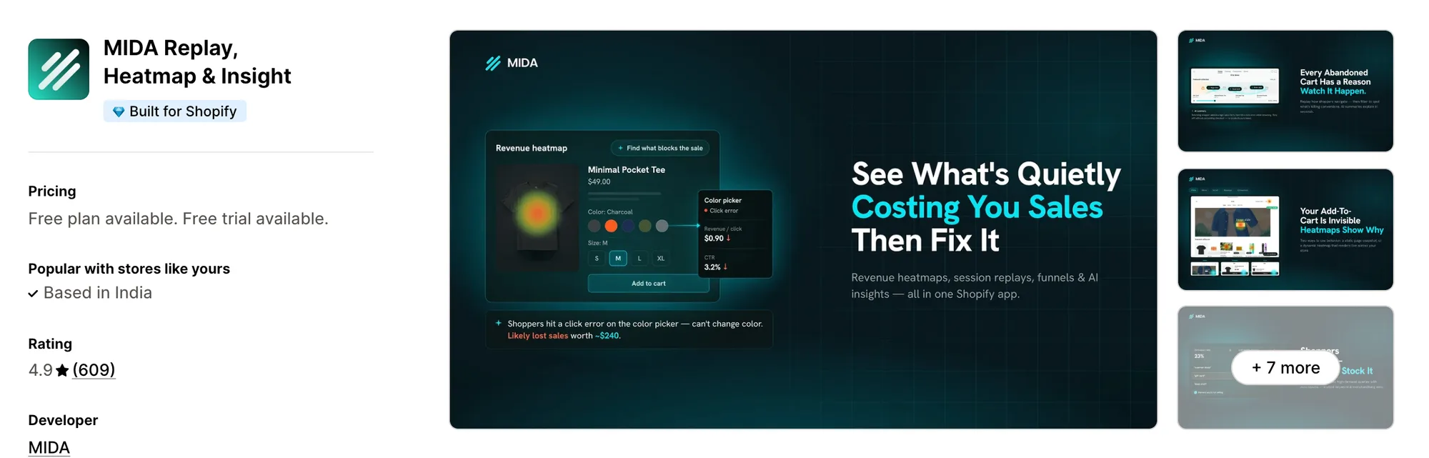 MIDA Replay, Heatmap & Insight on the Shopify App Store