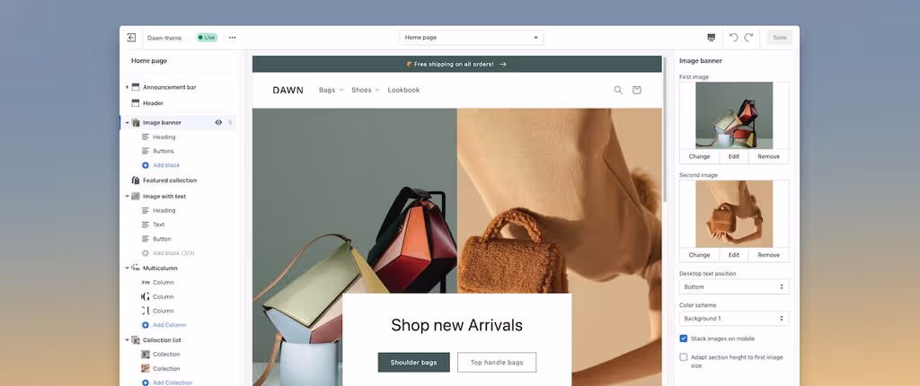 shopify 2.0 editor