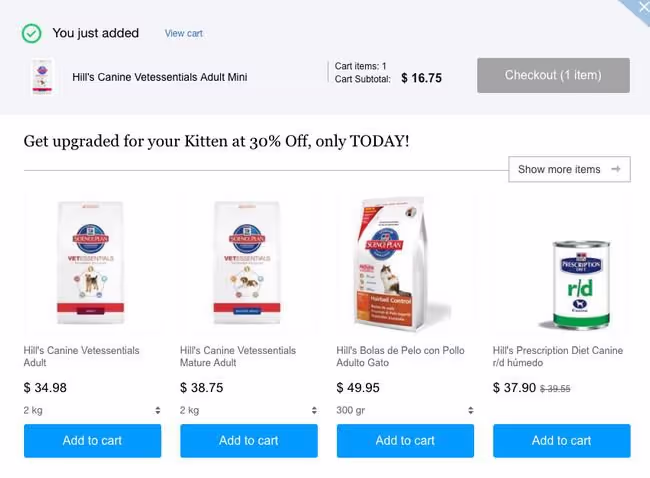 Vitals Shopify Upsell - Pet food upsell