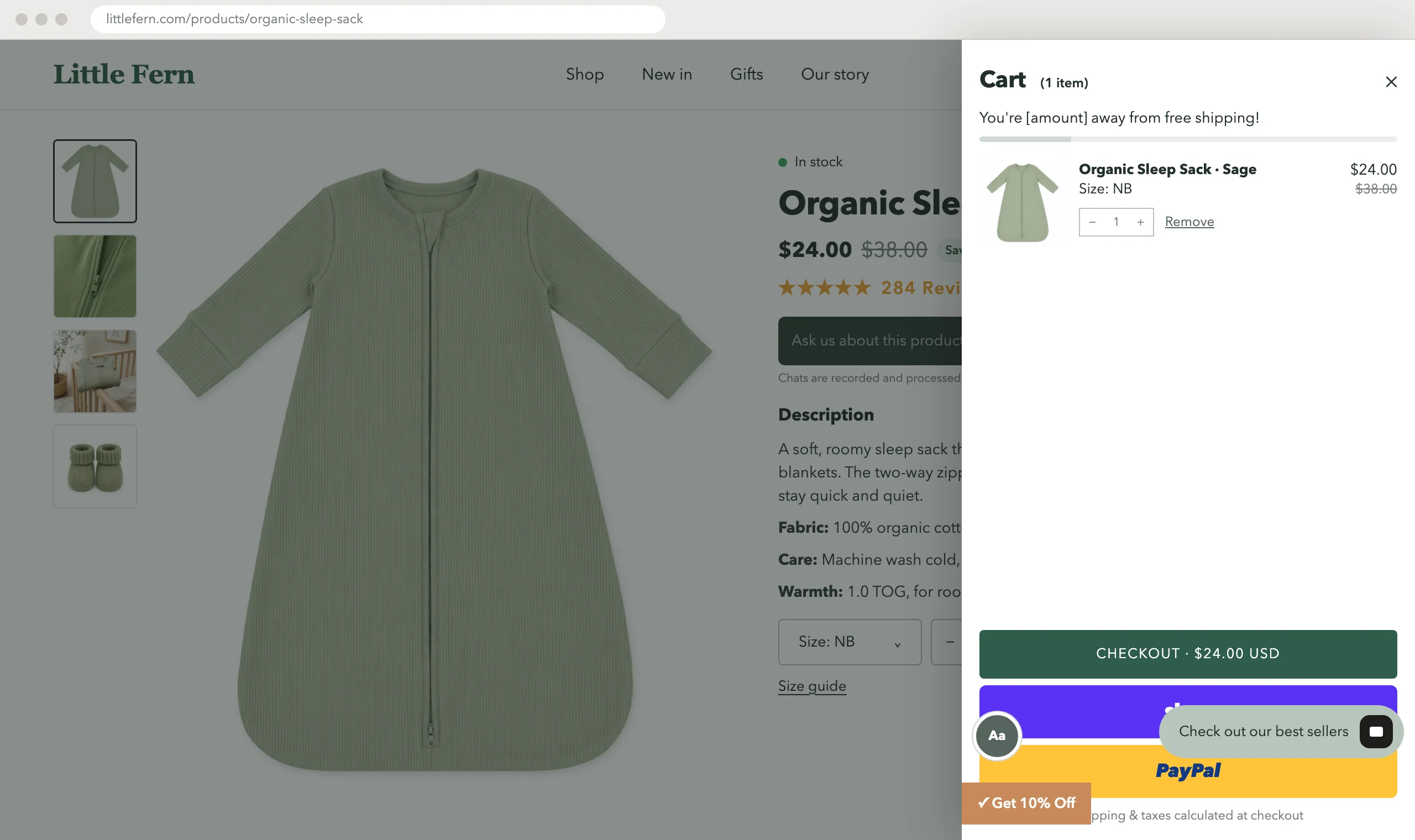 Cart before: a broken free shipping line, empty space, widgets over the pay buttons