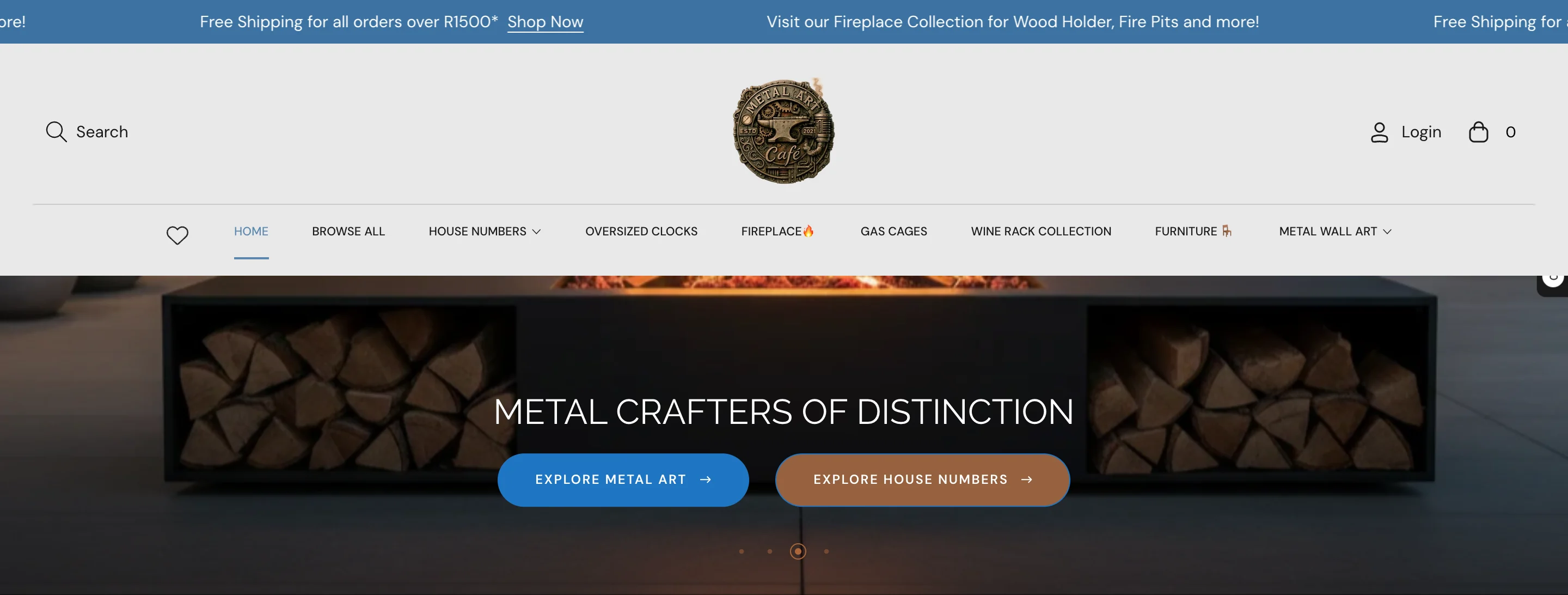 The metalartcafe.co.za homepage